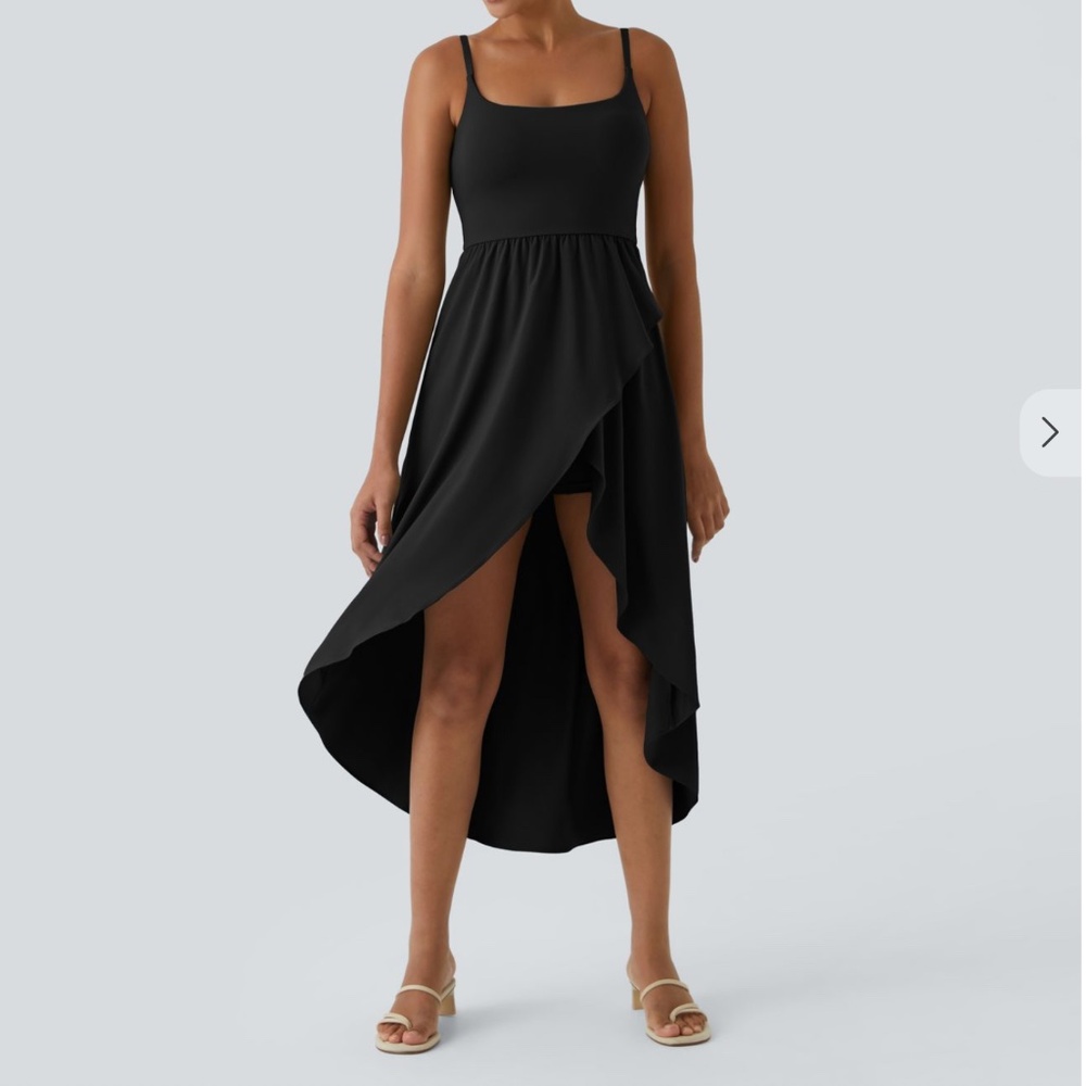 Halara – Breezeful™ High/Low Quick-Dry Casual Midi Dress (Black), Size XL. NWT.